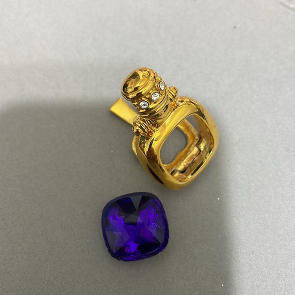 Vintage Joan Rivers Pendant Interchangeable Stone Purple Crystal Gold Toned. - Picture 6 of 12